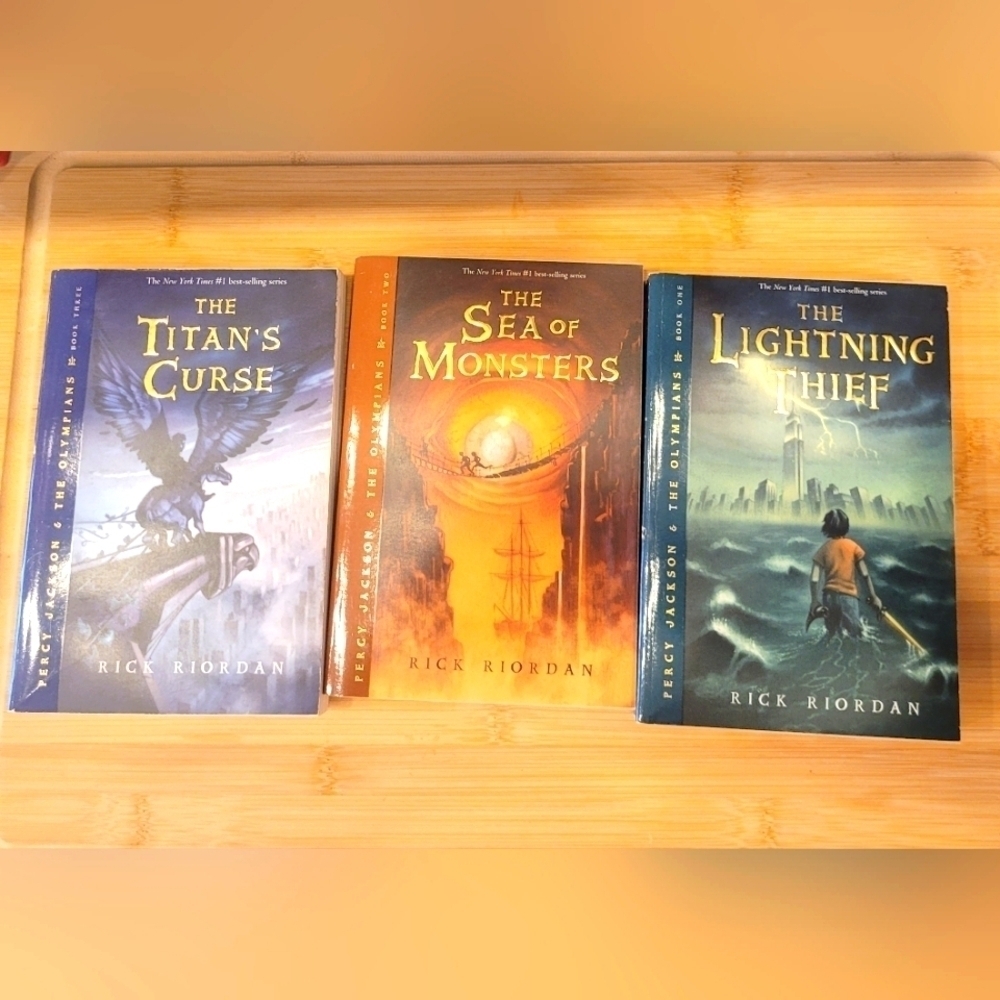 Percy Jackson three book set, paperback books, fantasy books